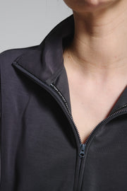 Charcoal Sand Washed Modal Mix Half Zip Sweatshirt
