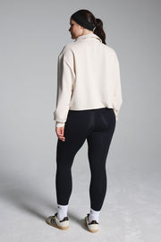 Cream Sand Washed Modal Mix Half Zip Sweatshirt