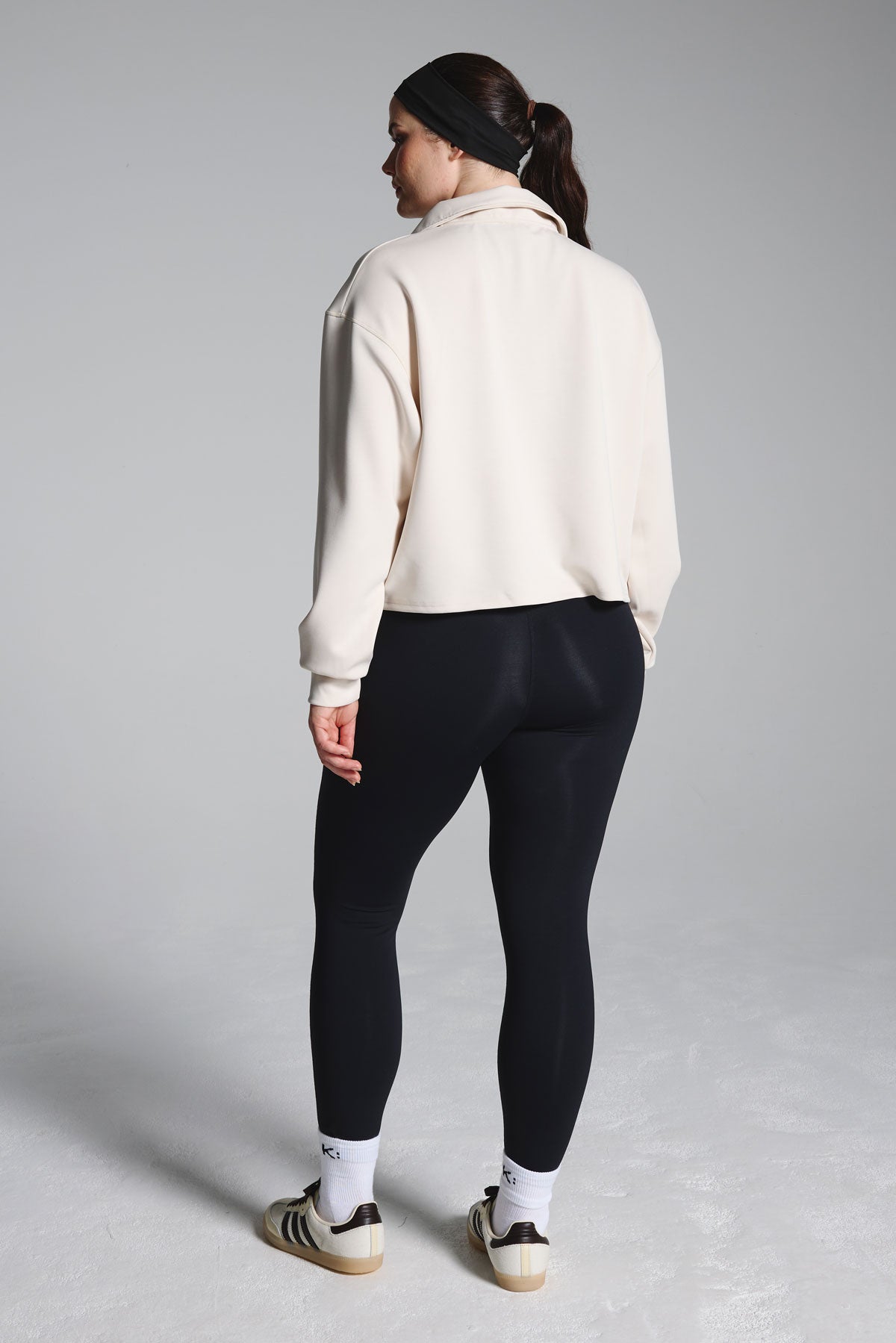 Cream Sand Washed Modal Mix Half Zip Sweatshirt