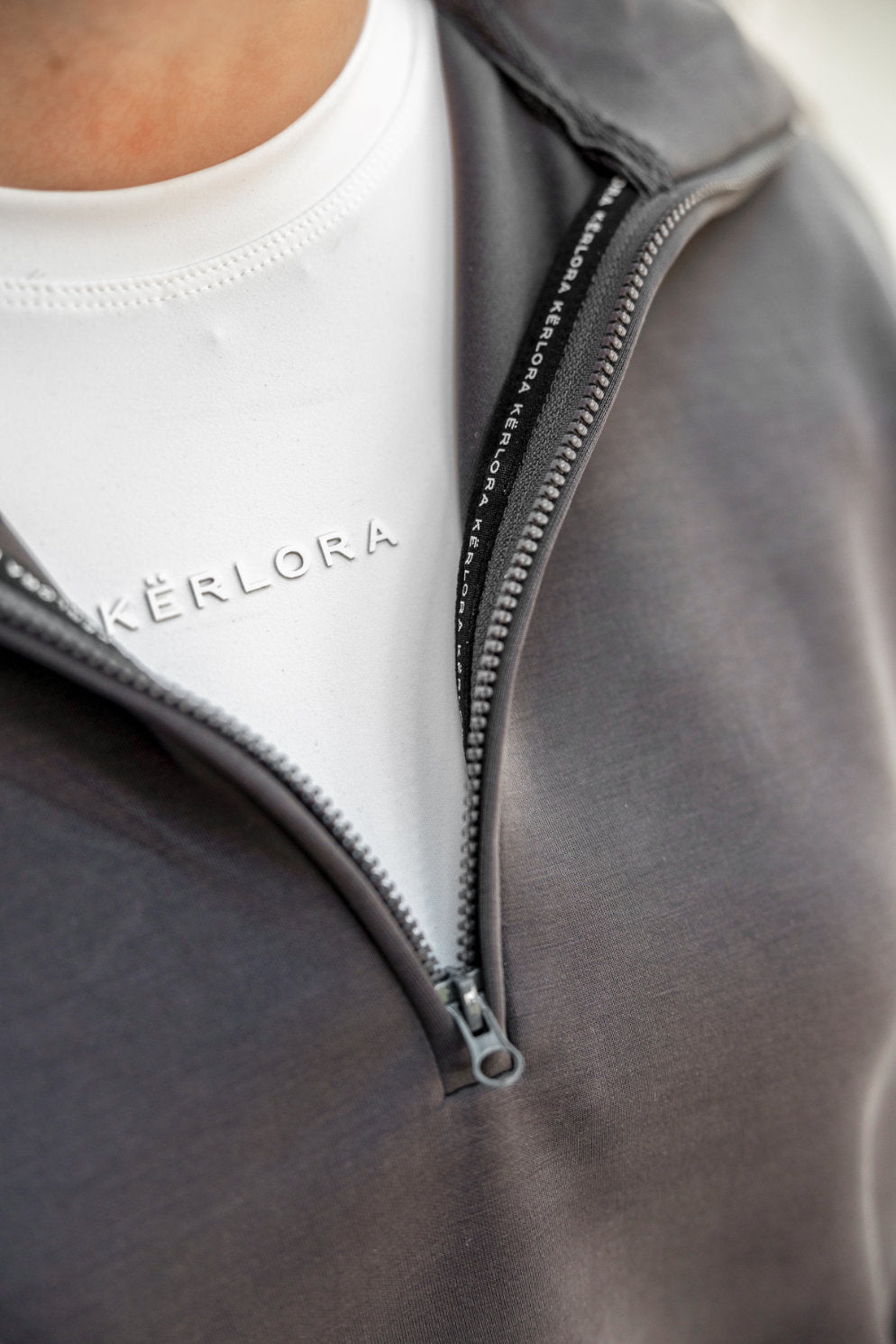 Charcoal Sand Washed Modal Mix Half Zip Sweatshirt