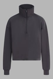 Charcoal Sand Washed Modal Mix Half Zip Sweatshirt