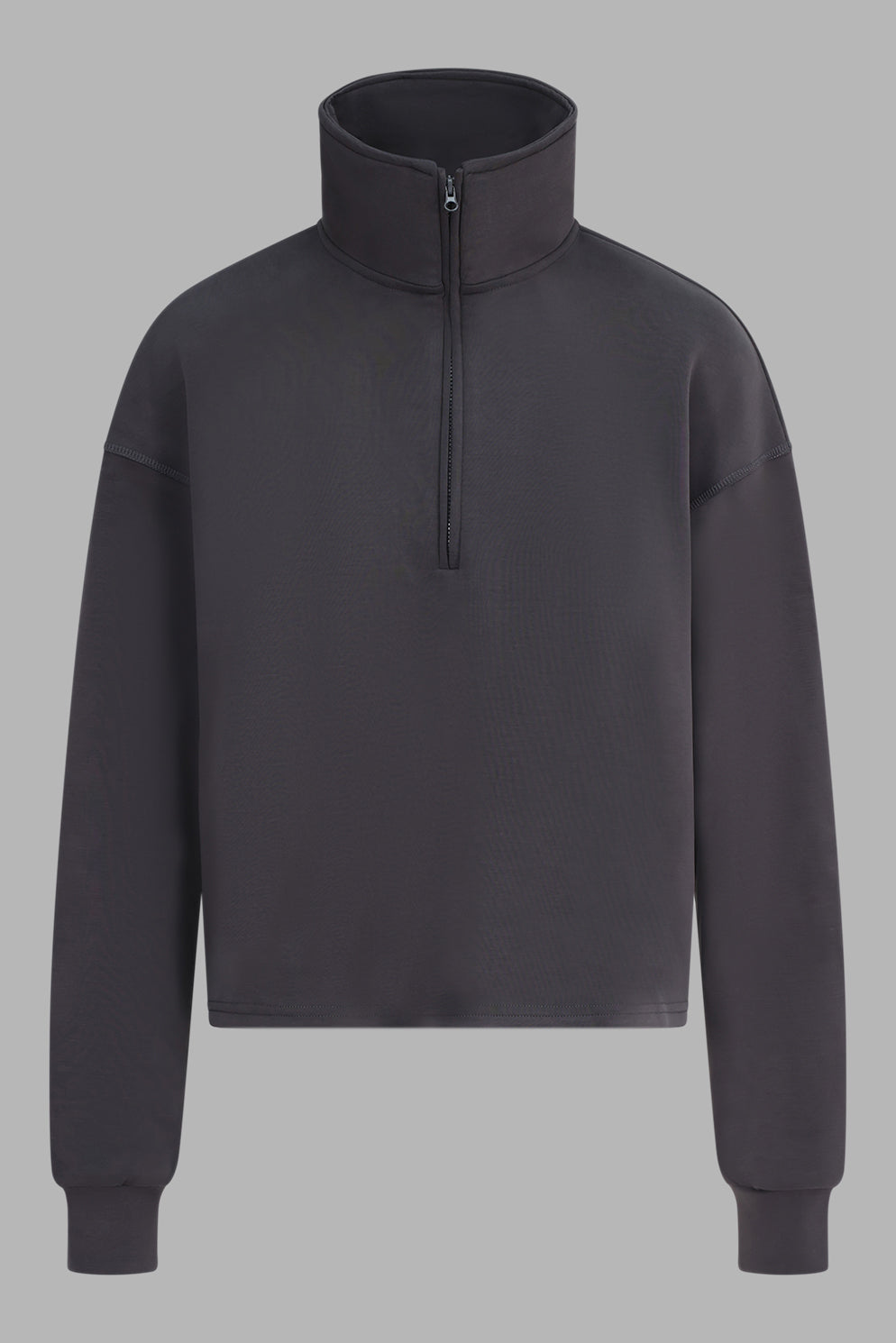 Charcoal Sand Washed Modal Mix Half Zip Sweatshirt