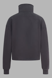Charcoal Sand Washed Modal Mix Half Zip Sweatshirt