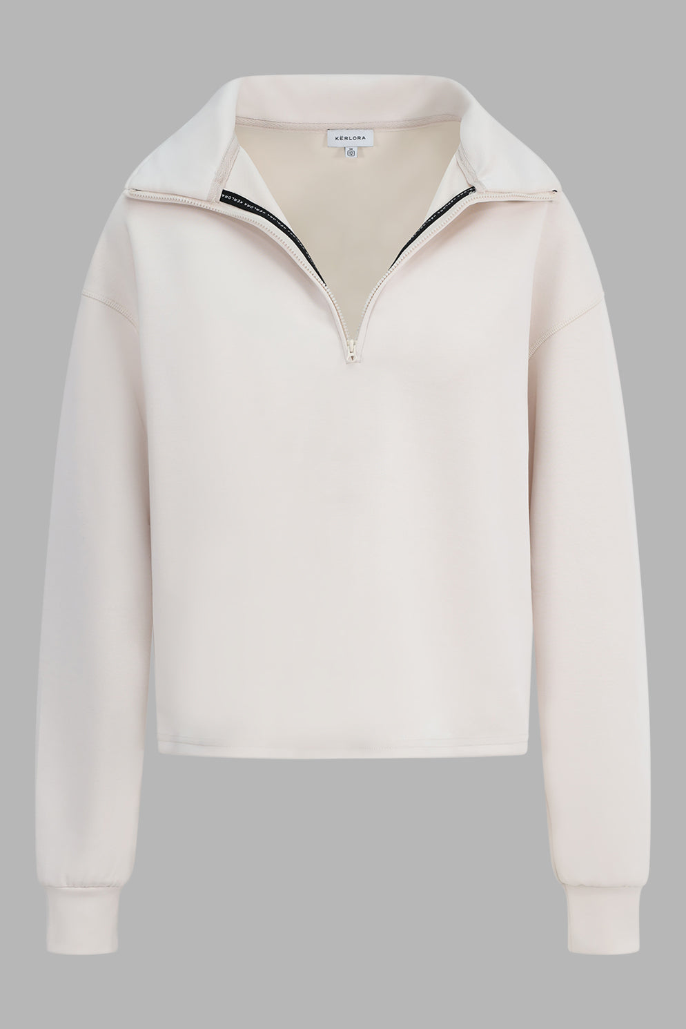 Cream Sand Washed Modal Mix Half Zip Sweatshirt