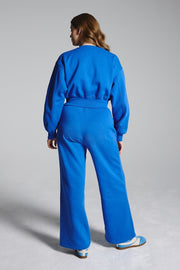 Blue Cropped Fleece Lined Lounge Sweatshirt