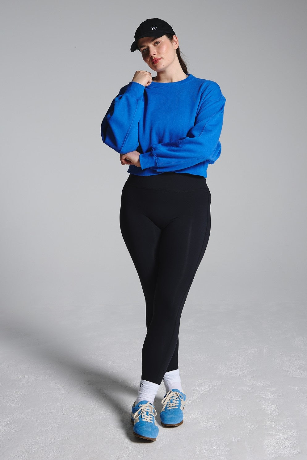 Blue Cropped Fleece Lined Lounge Sweatshirt