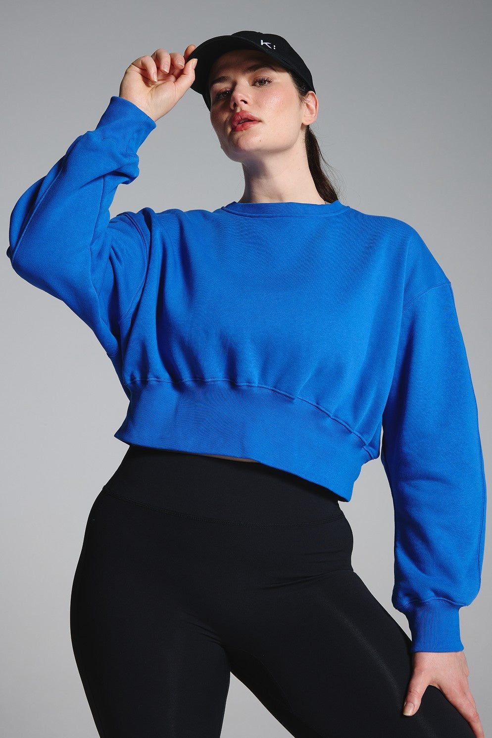 Blue Cropped Fleece Lined Lounge Sweatshirt
