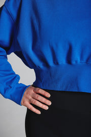 Blue Cropped Fleece Lined Lounge Sweatshirt