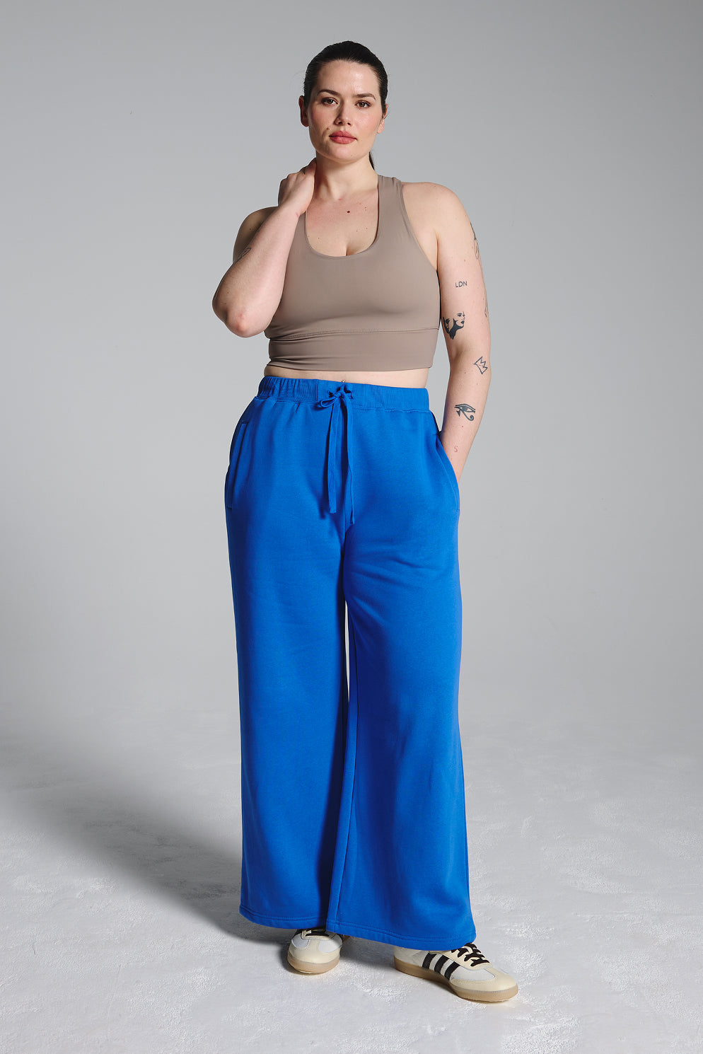 Blue Wide Leg Fleece Lined Lounge Joggers