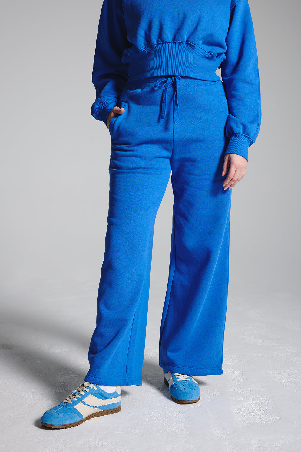 Blue Wide Leg Fleece Lined Lounge Joggers
