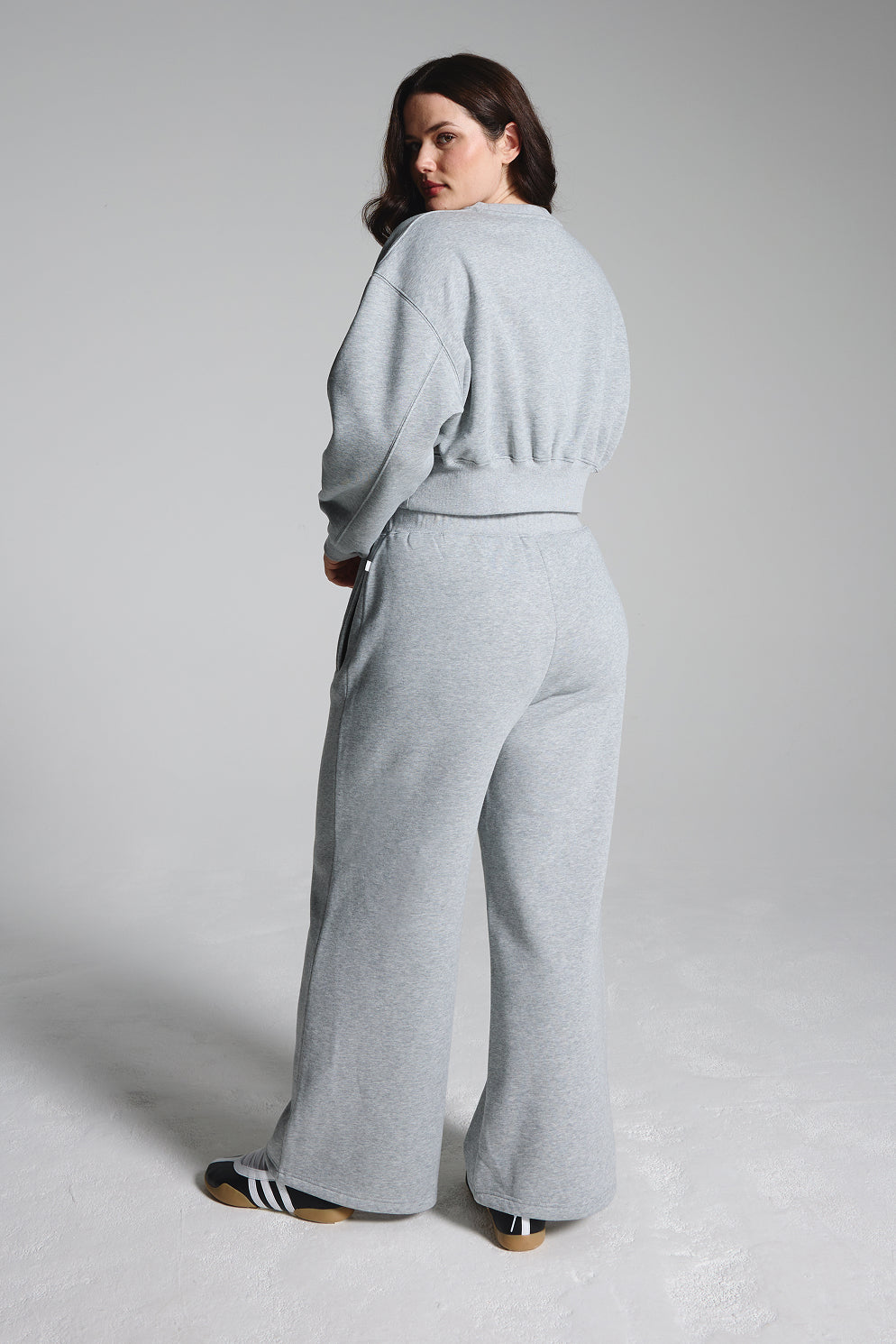 Grey Cropped Fleece Lined Lounge Sweatshirt