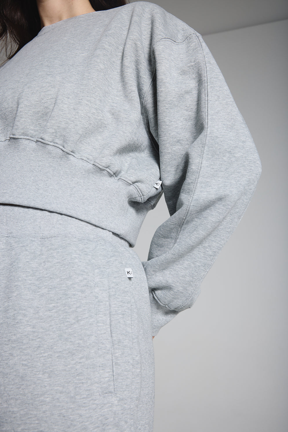 Grey Cropped Fleece Lined Lounge Sweatshirt