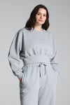 Grey Cropped Fleece Lined Lounge Sweatshirt