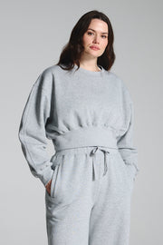 Grey Cropped Fleece Lined Lounge Sweatshirt