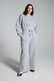 Grey Wide Leg Fleece Lined Lounge Joggers