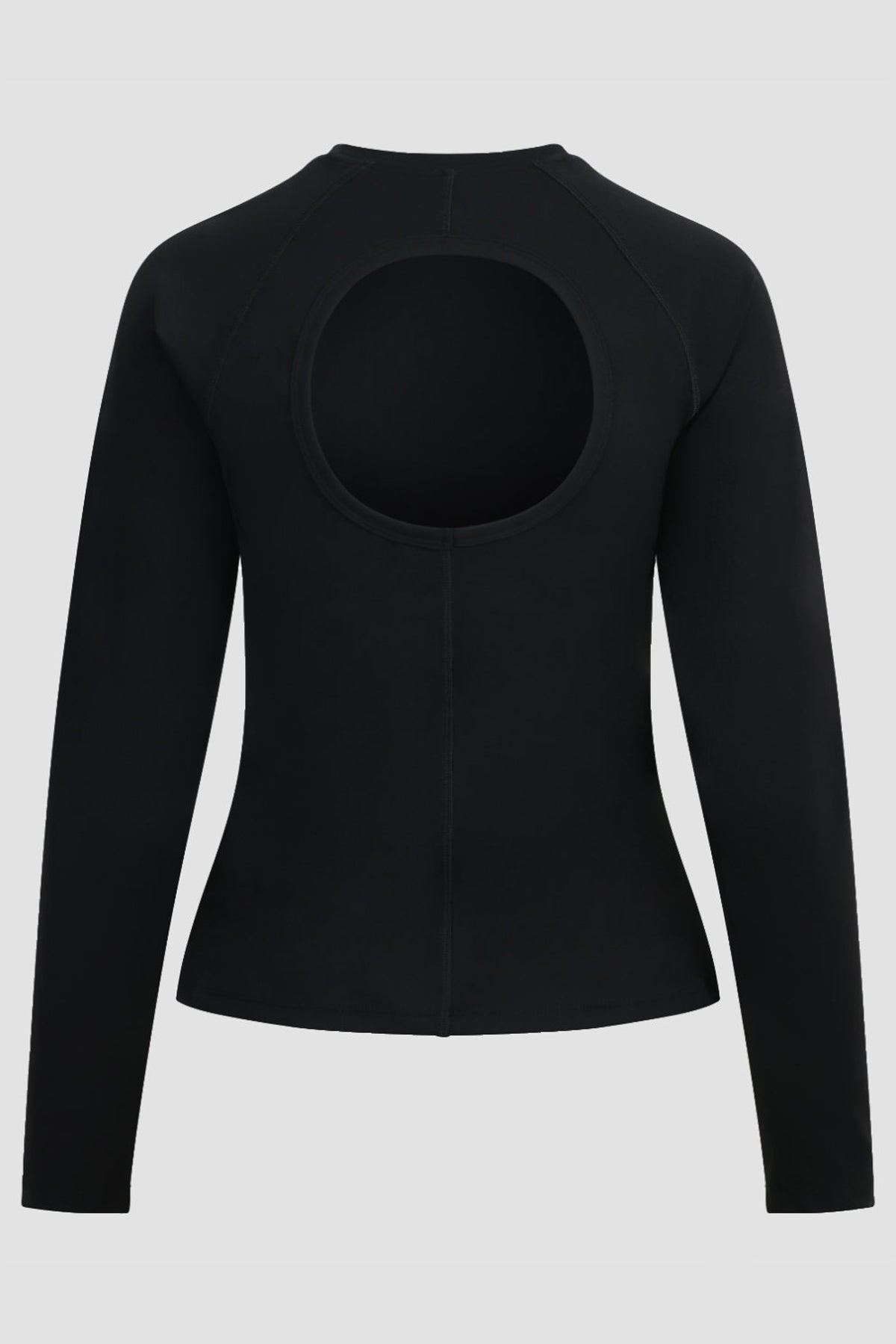 Black Long Sleeve Performance Top With Cut Out Back
