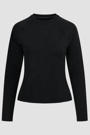 Black Long Sleeve Performance Top With Cut Out Back