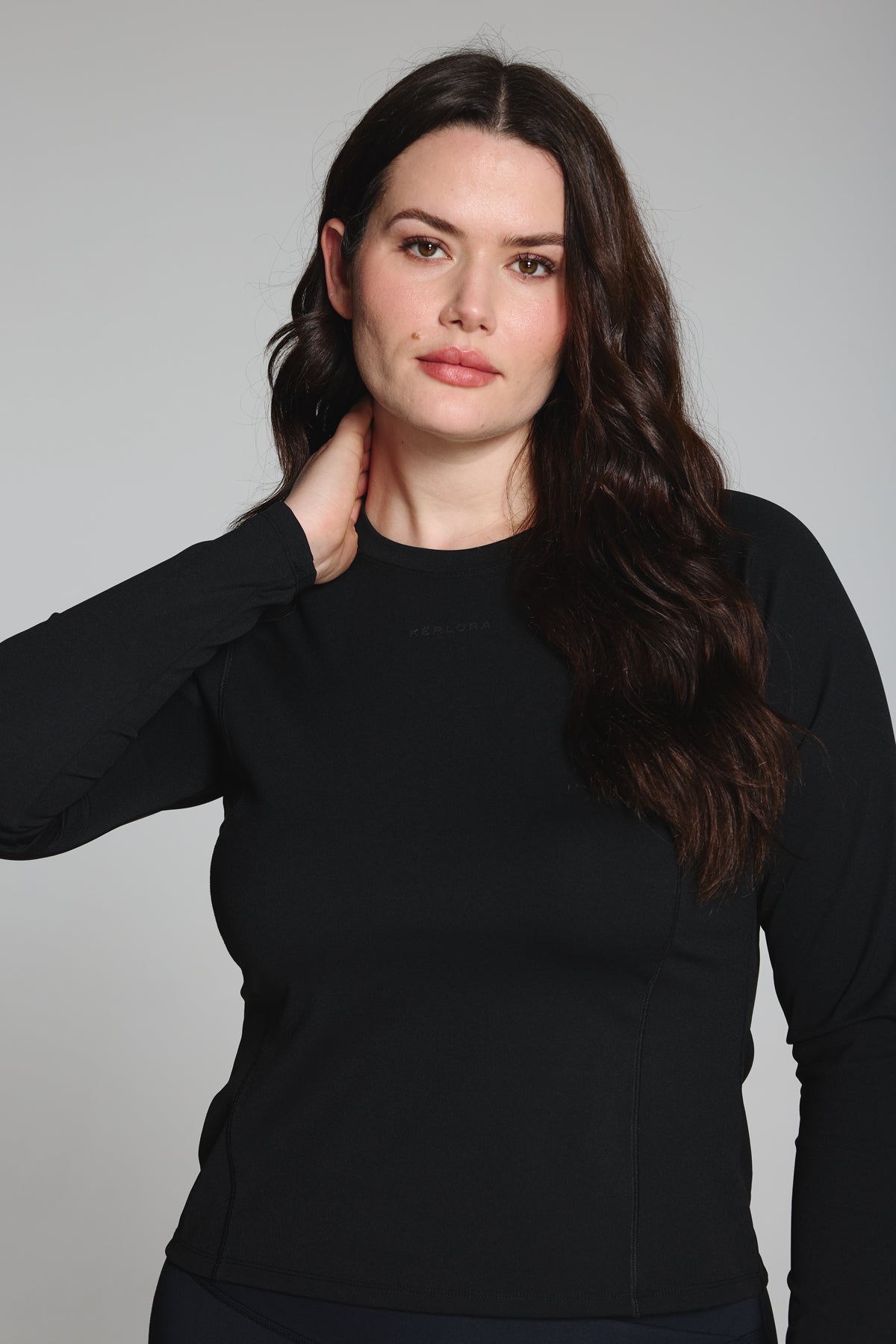 Black Long Sleeve Performance Top With Cut Out Back