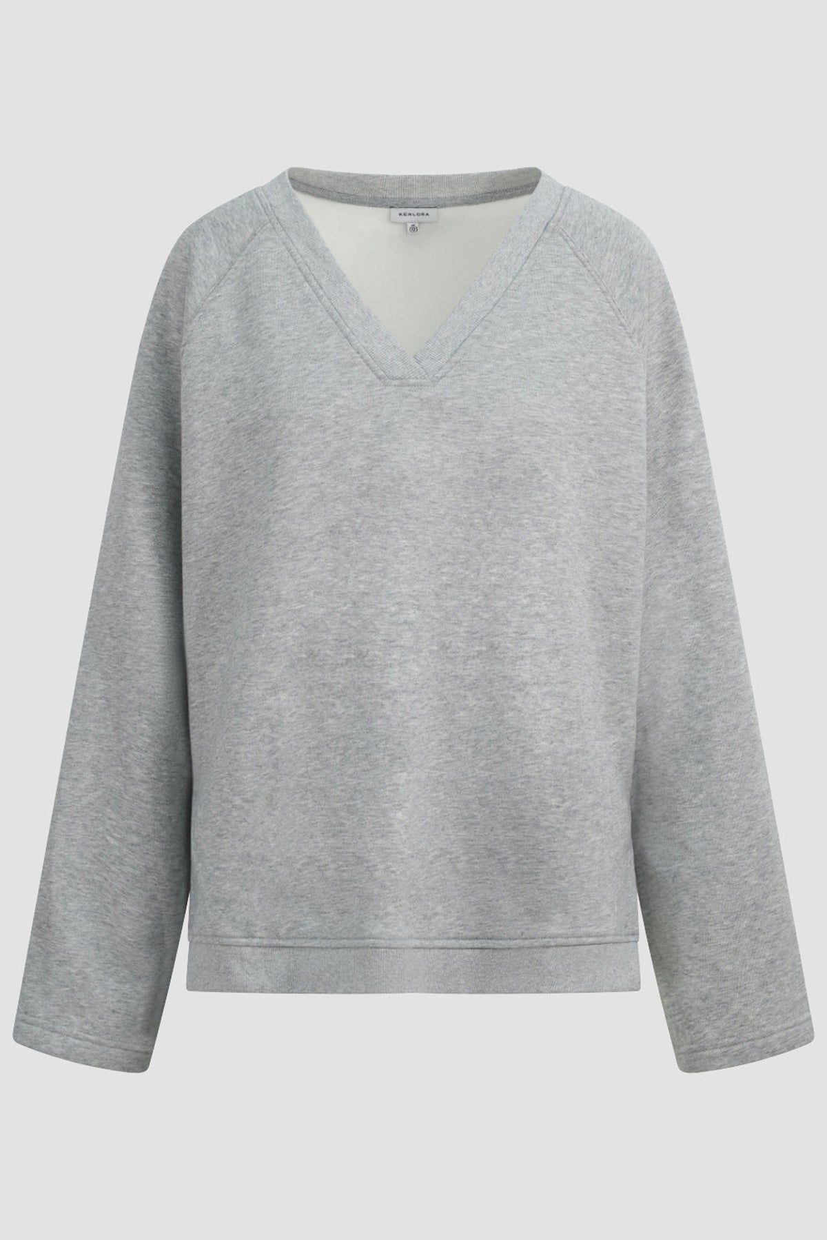 Cool Pebble Grey Fleece Lined Relaxed V Neck Sweatshirt