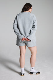 Cool Pebble Grey Fleece Lined Relaxed V Neck Sweatshirt