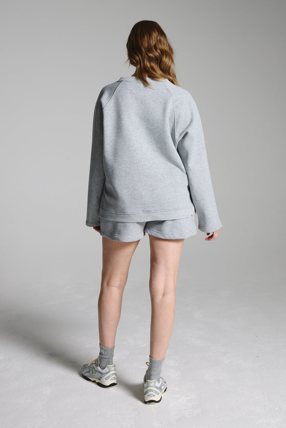Cool Pebble Grey Fleece Lined Relaxed V Neck Sweatshirt