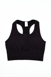 Black Seamless Racer Back Sports Bra