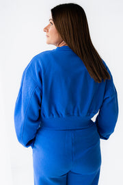 Blue Cropped Fleece Lined Lounge Sweatshirt