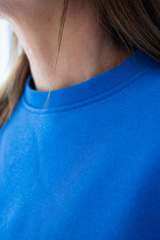 Blue Cropped Fleece Lined Lounge Sweatshirt