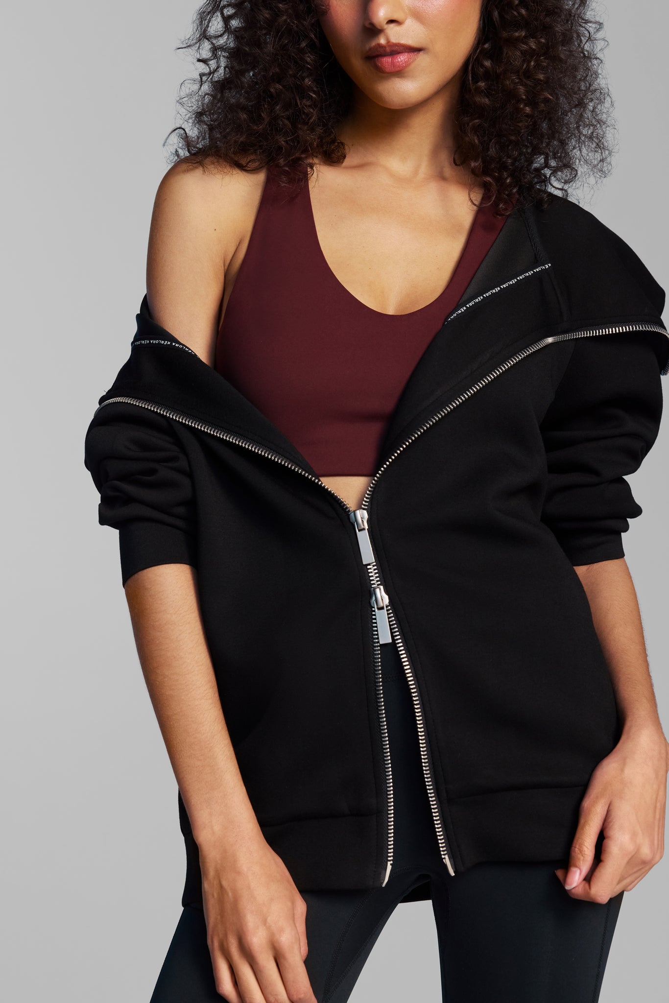 Black Double Zip High Collar Jacket