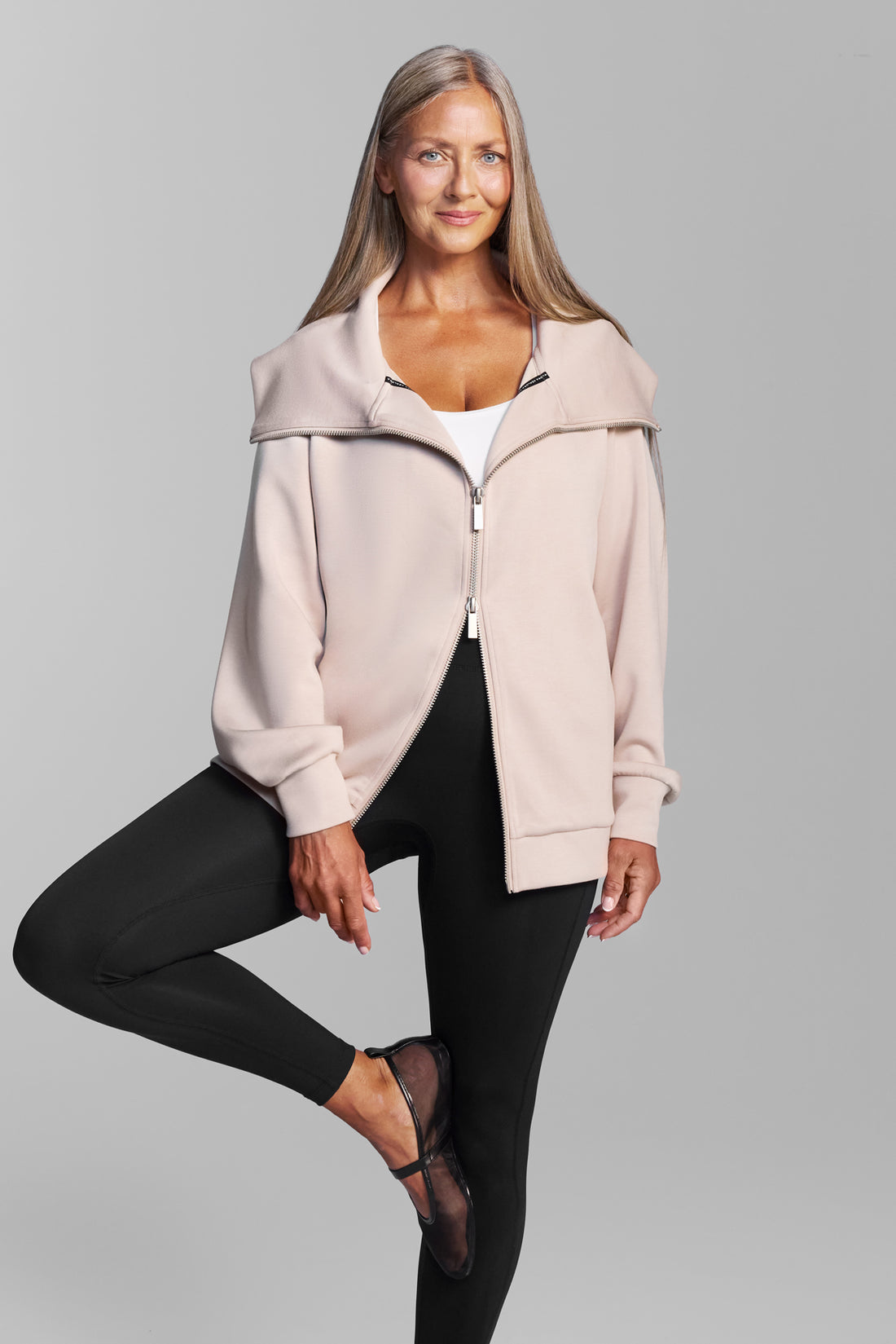 Shell Double Zip High Collar Jacket