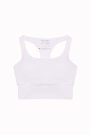 White Longline Racer Back Sports Bra