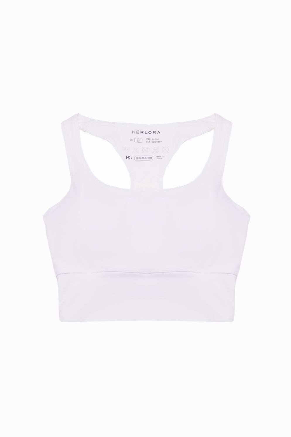 White Longline Racer Back Sports Bra