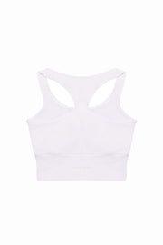 White Longline Racer Back Sports Bra