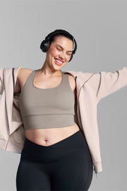 Mushroom Longline Racer Back Sports Bra