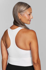 White Longline Racer Back Sports Bra