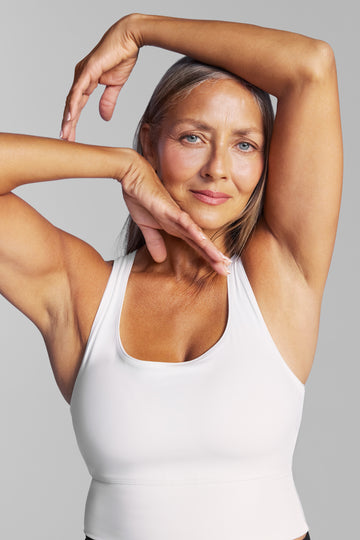 White Longline Racer Back Sports Bra