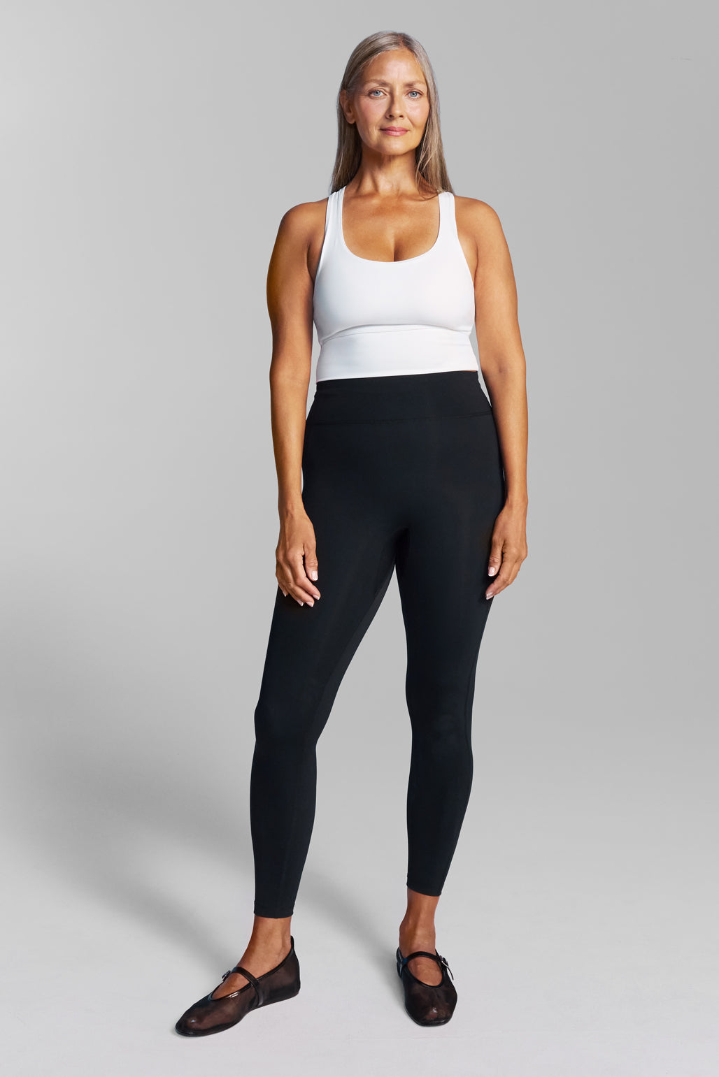 White Longline Racer Back Sports Bra