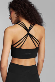 Black Strappy Back Sports Bra