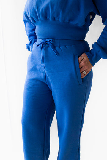 Blue Wide Leg Fleece Lined Lounge Joggers
