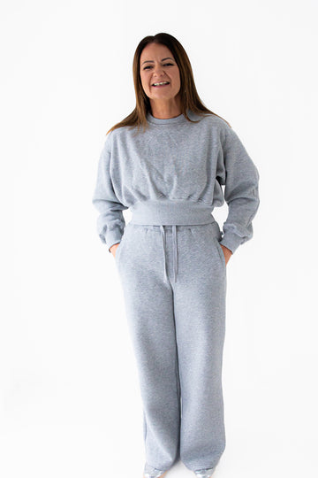 Grey Wide Leg Fleece Lined Lounge Joggers