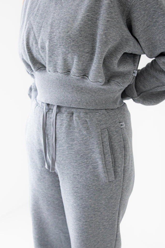 Grey Wide Leg Fleece Lined Lounge Joggers