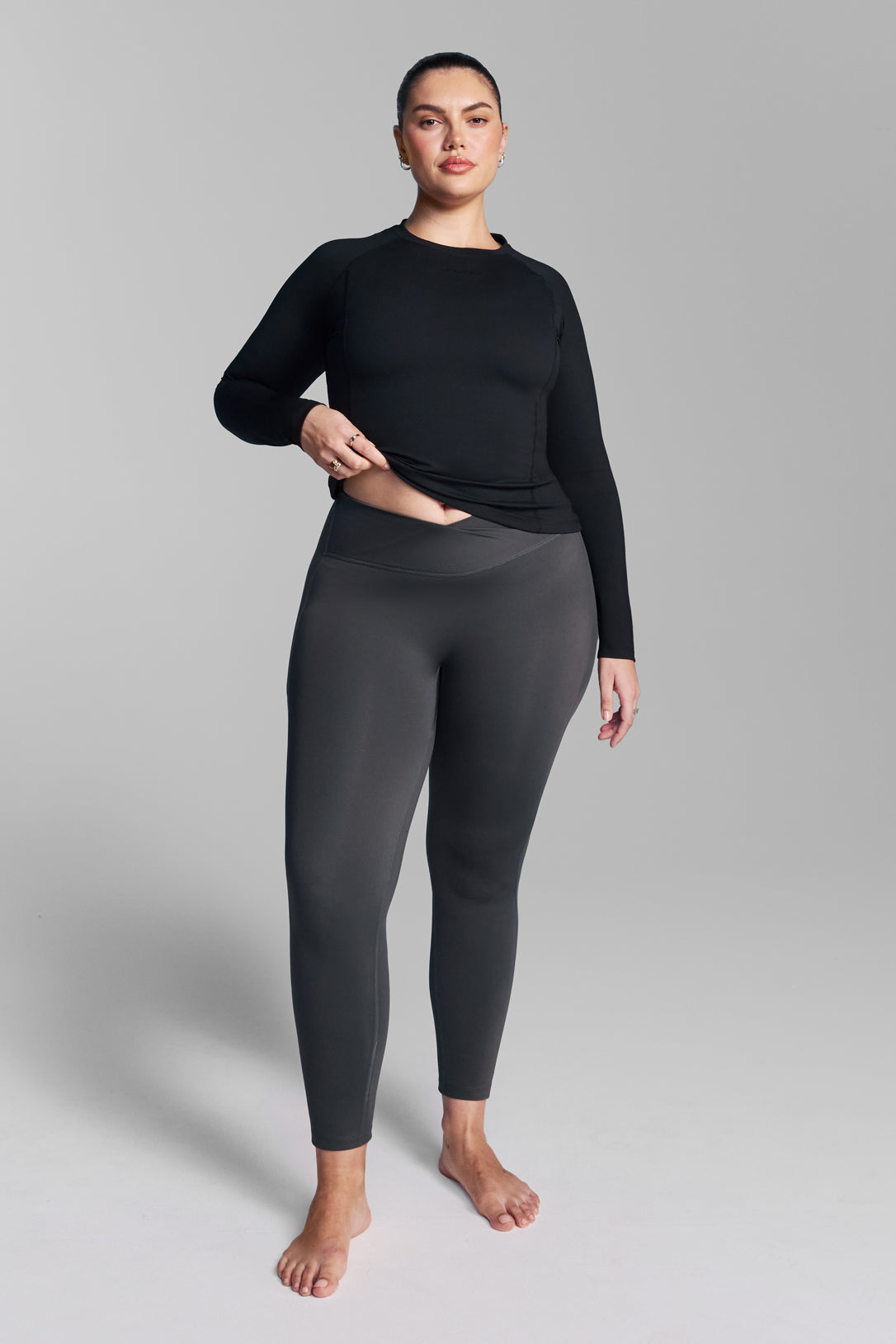 Charcoal Wrap Waist Leggings