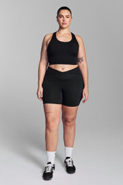 Black Wrap Waist Essential Shorts