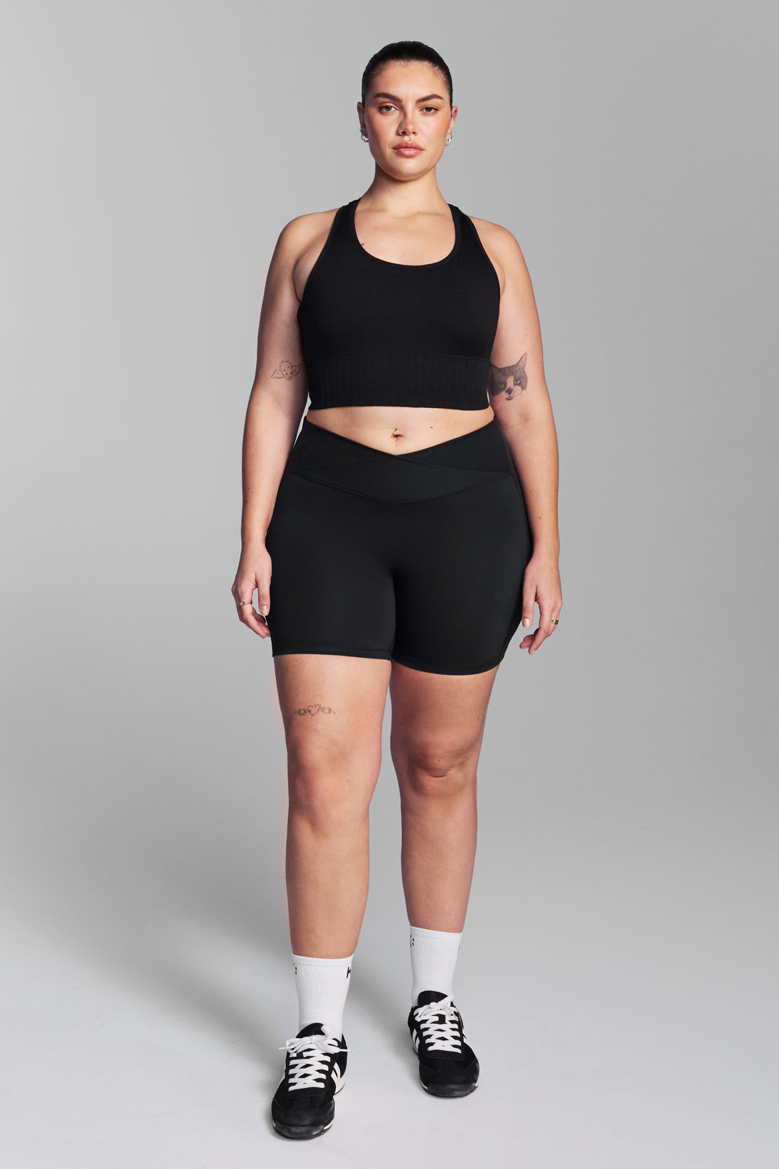 Black Wrap Waist Essential Shorts